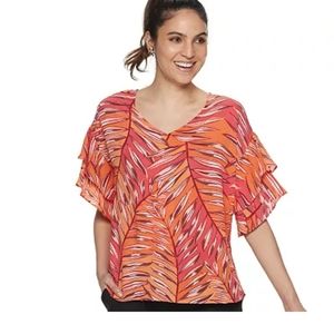 Apt. 9‎ Blouse Size Large Tiered Ruffle-Sleeve